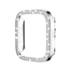 Electroplating Hollow Double Row Diamond Protective Case Suitable For Apple Watch - Silver
