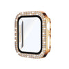 Electroplating Solid Double Row Diamond Protective Case Suitable For Apple Watch - Rose Gold