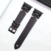 Leather Mechanical Metal Pin Buckle Band For Apple Watch - Black + Black