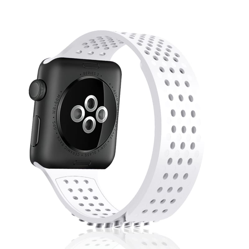 Multicolor Hole Silicone Breathable Watch Band For Apple Watch