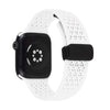 Silicone Folding Magnetic Buckle Watch Band For Apple Watch - White