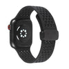 Silicone Folding Magnetic Buckle Watch Band For Apple Watch - Black