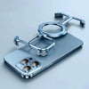 Skeletonized Metal Bezel-less Magnetic Phone Case with Stand - Light Blue