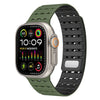 Sports Breathable Silicone Magnetic Band for Apple Watch - Green Black