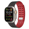 Sports Breathable Silicone Magnetic Band for Apple Watch - Black Red