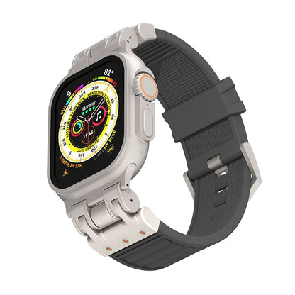 Striped Silicone Band With Zinc Alloy Connector For Apple Watch