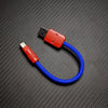 Ultra-Soft Braided 240W Color-Blocked Short Charging Cable - Dark Blue & Red