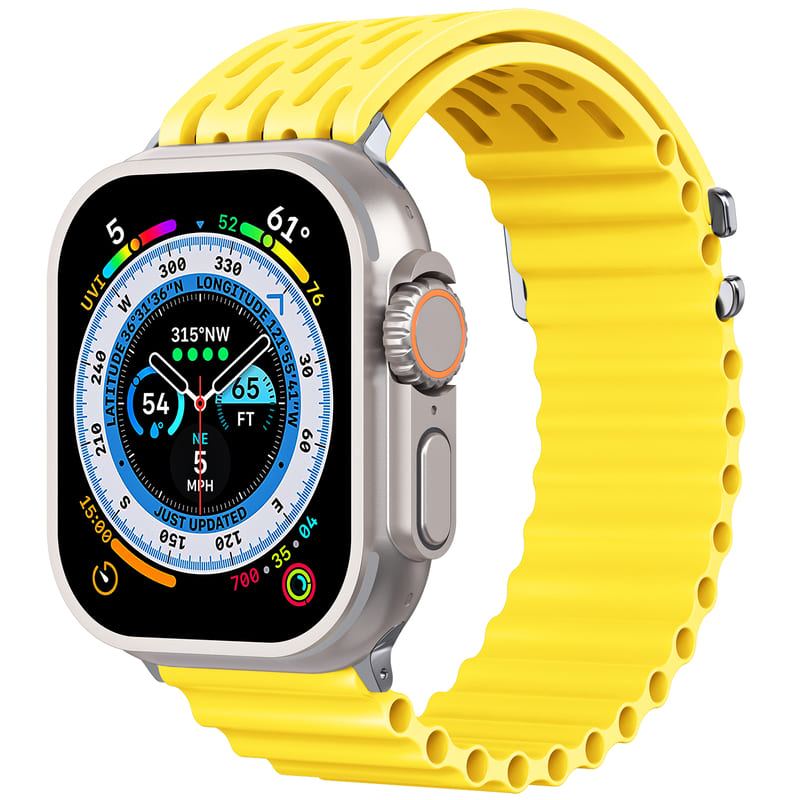 Wave Pattern Horizontal Silicone Breathable Watch Band For Apple Watch
