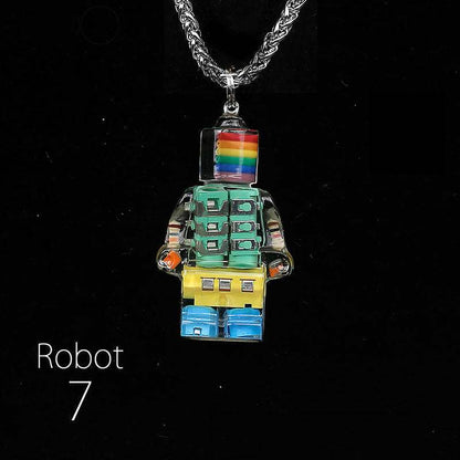 "Cyber Chic" Rainbow Robot Pendant