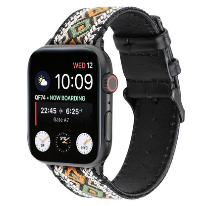 Genuine Leather Nylon Bohemian Band For Apple Watch